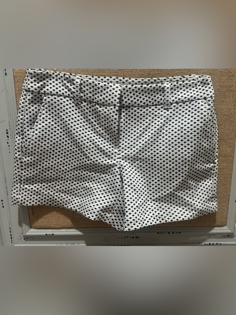 LOFT White Shorts with Black Polka Dot Print